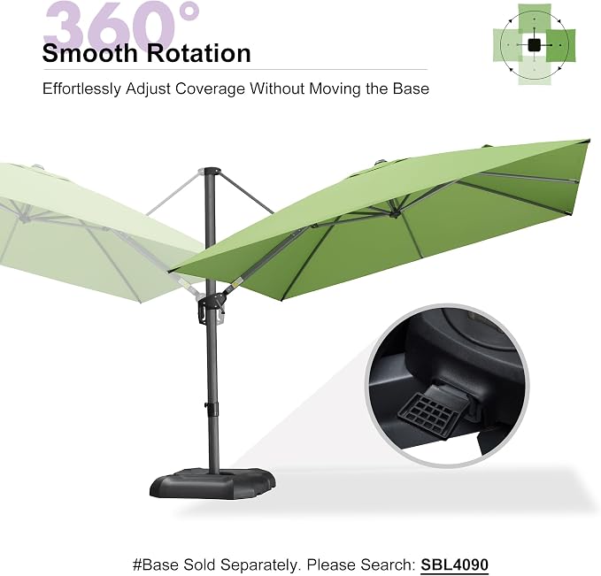 PURPLE LEAF Patio Umbrella Outdoor 10' x 10' Square Easy Setup Apple Green | - Image 8