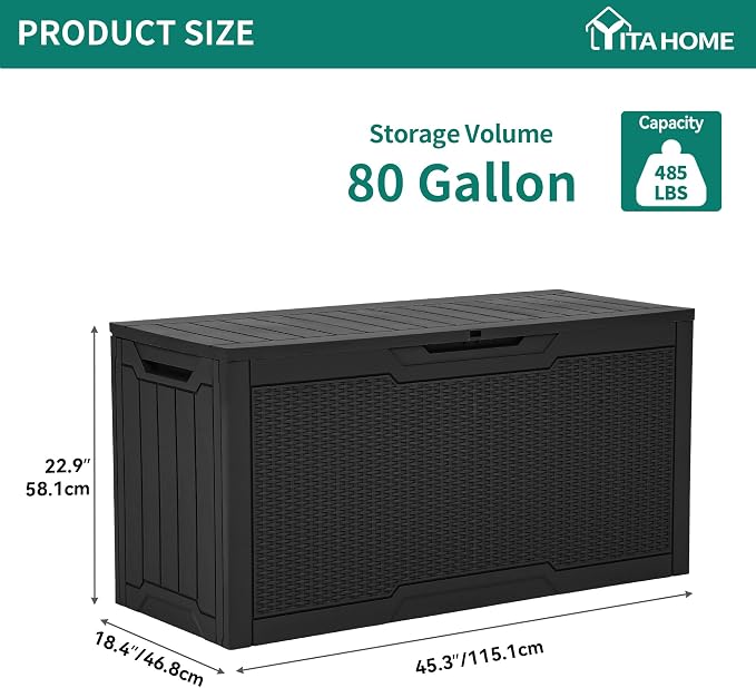 YITAHOME 80 Gallon Outdoor Storage Box | Large Water Resistant Resin Deck Box - Image 7