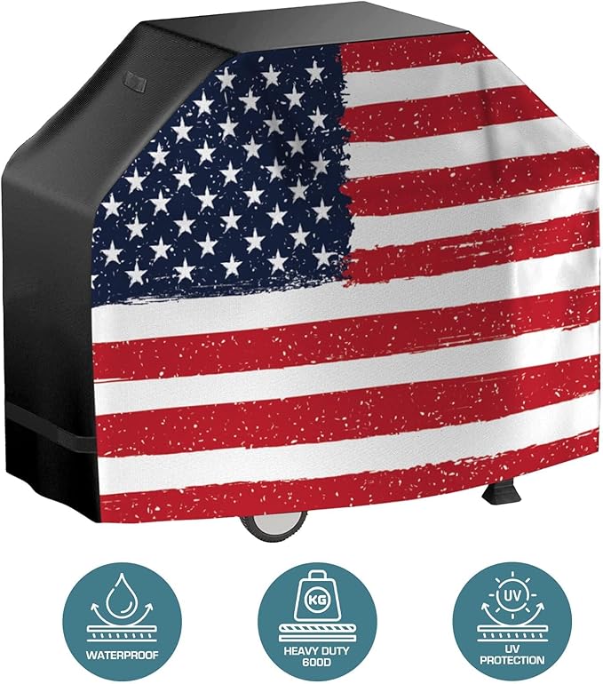 Grill Cover for Outdoor Grill, BBQ Grill Covers for Outside, Grill Cover 55 Inch, BBQ Covers Waterproof Heavy Duty Waterproof,Small to Large Durable and Convenient Universal Grill Covers-US Flag