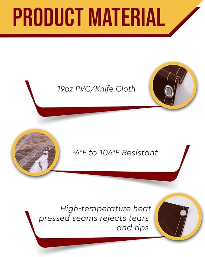FoundGo 9'H x 15'W Vinyl Curtains for Patio 19oz, Outdoor Clear Vinyl Patio Enclosure,Heavy Duty Clear Tarp Waterproof Vinyl Tarps with Grommets for Pergola, Balcony,Porch,Gazebos,-4℉ Cold Resistant