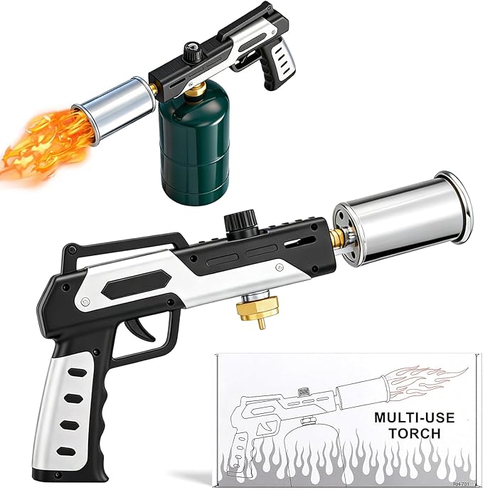 Saker Propane Torch Gun Plus 2026|Blow Torch with Adjustable Flame 3272°F High Heat|Professional Torch for Searing Steak,Welding,Campfire,BBQ|Propane Tank Not Included (5PC)