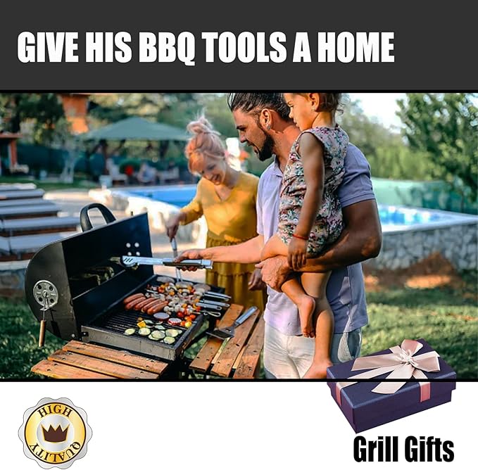 Grill Tool Storage Bag, Grill Accessories Storage, Grill Utensil Storage for Outdoor Camping Barbecue. Can Hold BBQ Tools up to 18", Gifts for Men and Dad.