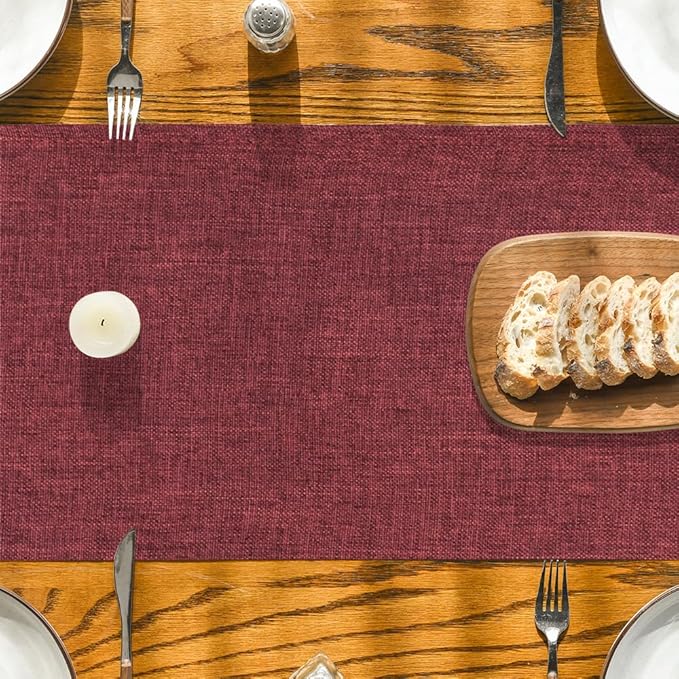 Artoid Mode Dark Red Table Runner, Seasonal Christmas Valentine's Washable Kitchen Dining Table Decoration for Home Party Decor 13x90 Inch