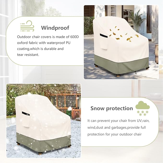 Outdoor Chair Covers 4 Pack 30 W x 34 D x 36 H inches,600D Heavy Duty Waterproof Adirondack Chair Cover,Outdoor Furniture Covers for Lawn/Garden Chiar