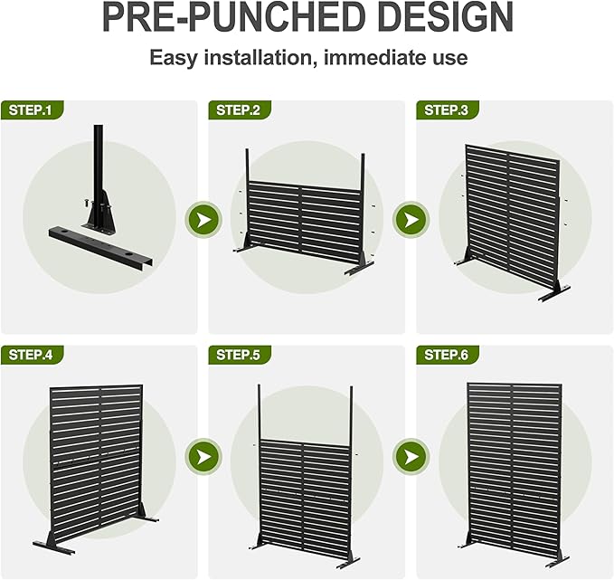 Casaphoria Metal Privacy Screen Outdoor, 72" H x 35" W Freestanding Decorative Privacy Screen for Patio Deck Balcony Garden with Stable Base, White Gerald
