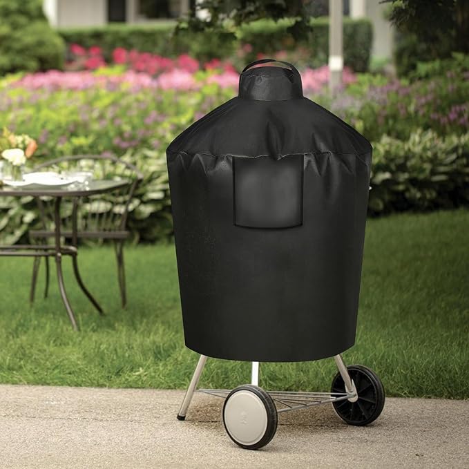 Grill Cover for Large Green Egg, Outdoor Cover with Durable & Water Resistant Fabric Premium Ceramic Grill Cover (Black, Large)