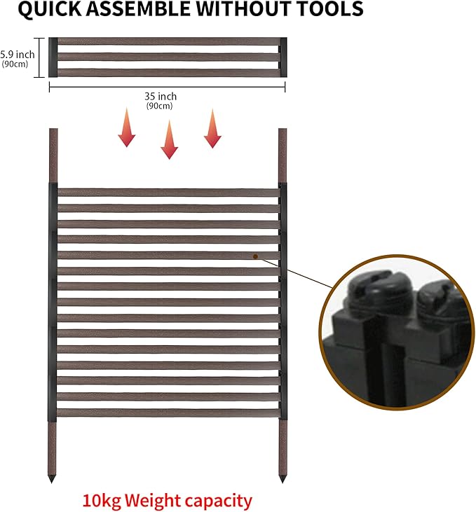 Outdoor Privacy Screen Fence with Feet Stand 3FT x 6FT, Freestanding Fence Privacy Screen for Outside, Metal Pipes and Slats Panels Divider Stake for Garden Patio Balcony Backyard Brown