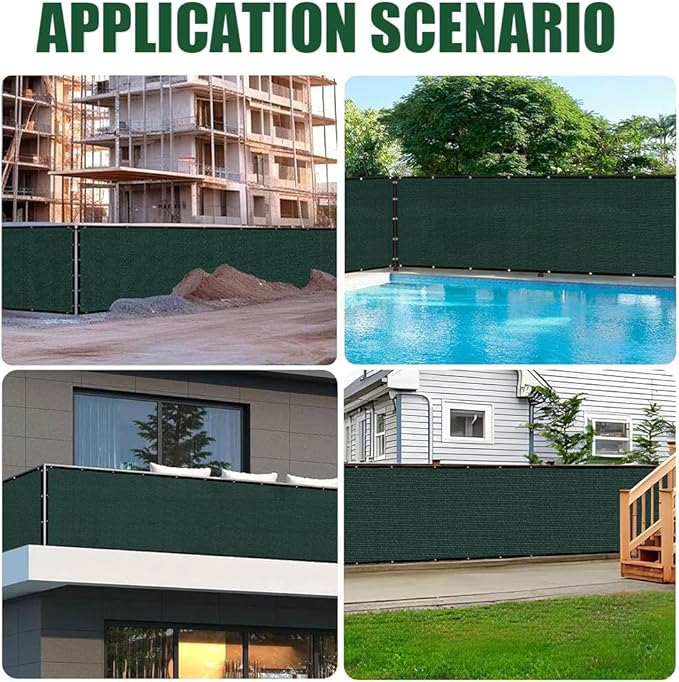 LITA 4' x 87' Garden Privacy Fence Screen Cover (HDPE) UV Protection Weather-Resistant Heavy Duty Shade Cover for Deck, Patio, Backyard, Outdoor Pool, Porch, Railing, Dark Green, Customizable