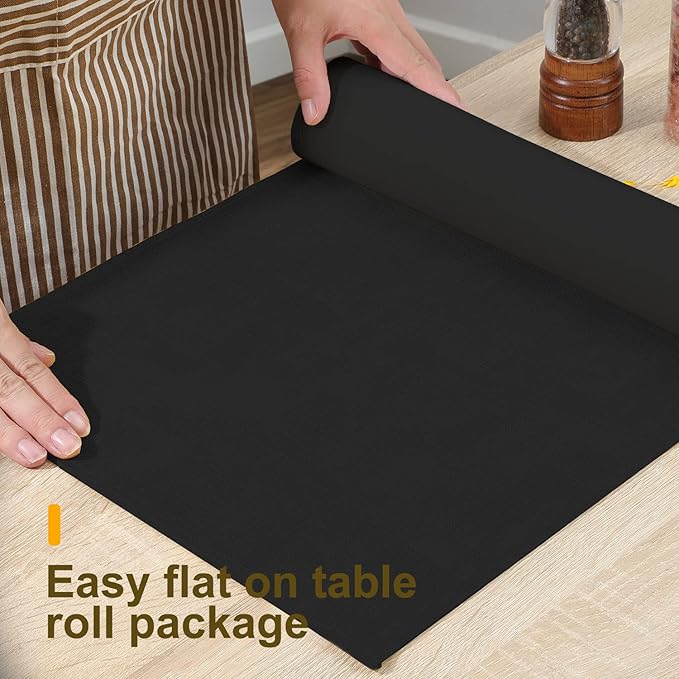 Waterproof Wipeable Table Runner, Thick Farmhouse Table Runner, Dresser Runner, Rustic Table Runner for Kitchen Dining Room, Bedroom, Living Room, Indoor and Outdoor (72'',Black)