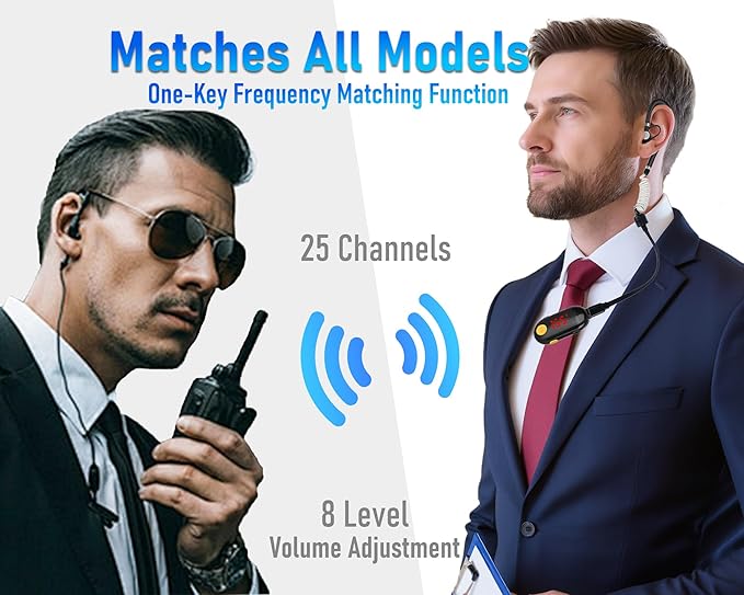 T-M9 Ultra Mini Walkie Talkies with Earpieces,25 Channel Small Two Way Radio Rechargeable Portable 2 Way Radios with Li-Polymer Battery and Charger for Restaurant,Out Door Sport,Black 1-Pack