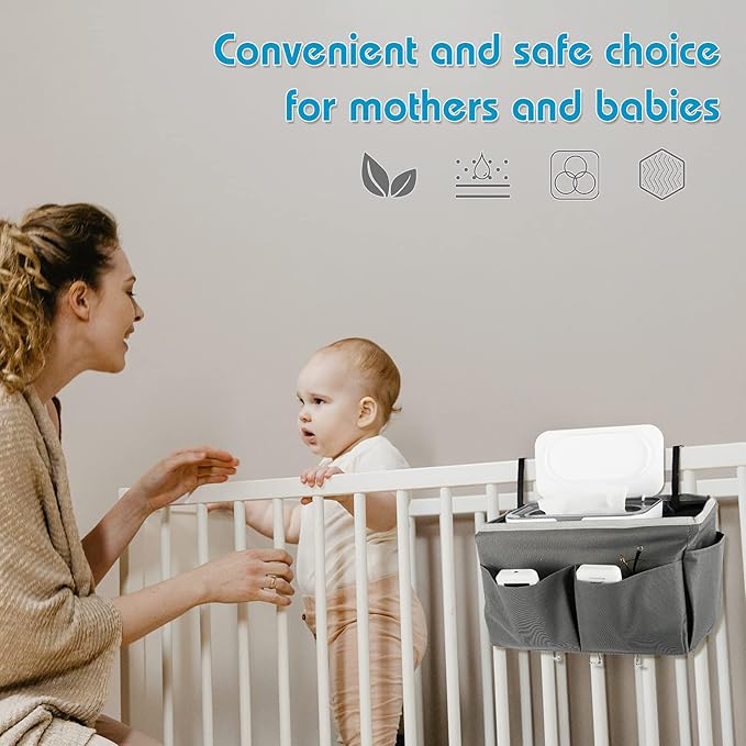 2 Pack Baby Wipes Dispenser, Wipes Case Baby Wipe Holder Keeps Wipes Fresh, Non-Slip, Easy Open & Close (Grey and Blue)