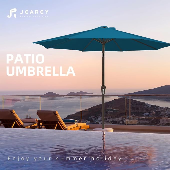 JEAREY 9FT Outdoor Patio Umbrella, Market Umbrella, Lake Blue | Outdoor Table - Image 7