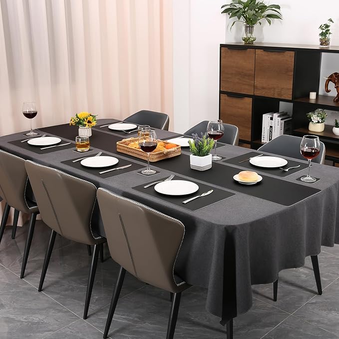 Table Runners 72 Inches Long, Dual-Sided Faux Leather Farmhouse Table Runner Waterproof Heatproof Non-Slip for Living Room Party Home Decor Holiday Decorations(Black, 15 x 72 Inch)