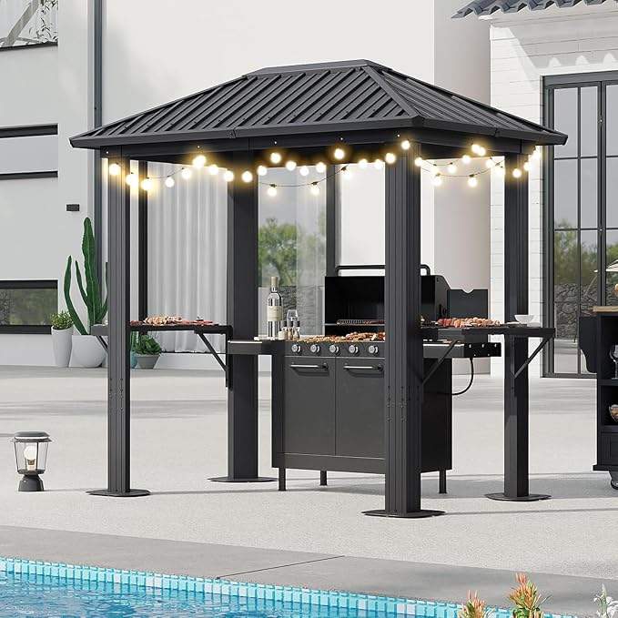 Aoxun Grill Hardtop Gazebo 8x5, Metal Frame Canopy - Image 7