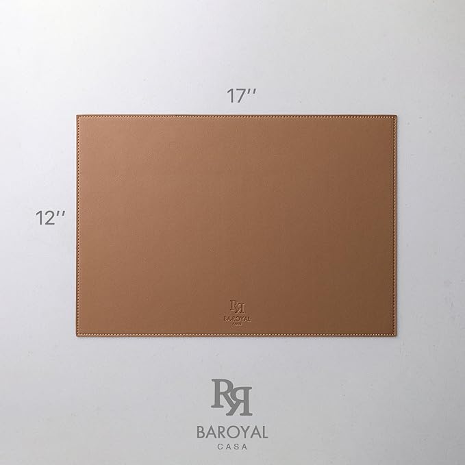 Faux Leather Placemats Set of 4 Vinyl Washable Wipeable Table Mats for Kitchen Dining Table Heat Resistant Waterproof Indoor/Outdoor Placemats Non-Slip Easy Clean Place Mats (British Khaki)