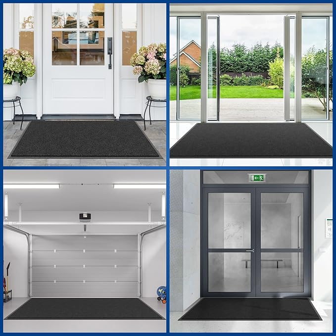 Sturdy Front Door Mat, 48" x 36" Heavy Duty Indoor Outdoor Doormat for Entryway, Fade Resistant, Waterproof Low Profile Entry Mat, Non Slip Welcome Mat for Outside Entrance, Patio, Home