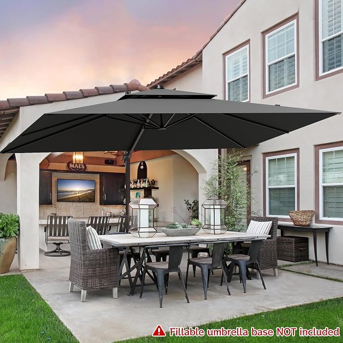 9x12FT Cantilever Patio Umbrella Heavy-Duty Aluminum | 360° Rotating Double - Image 7