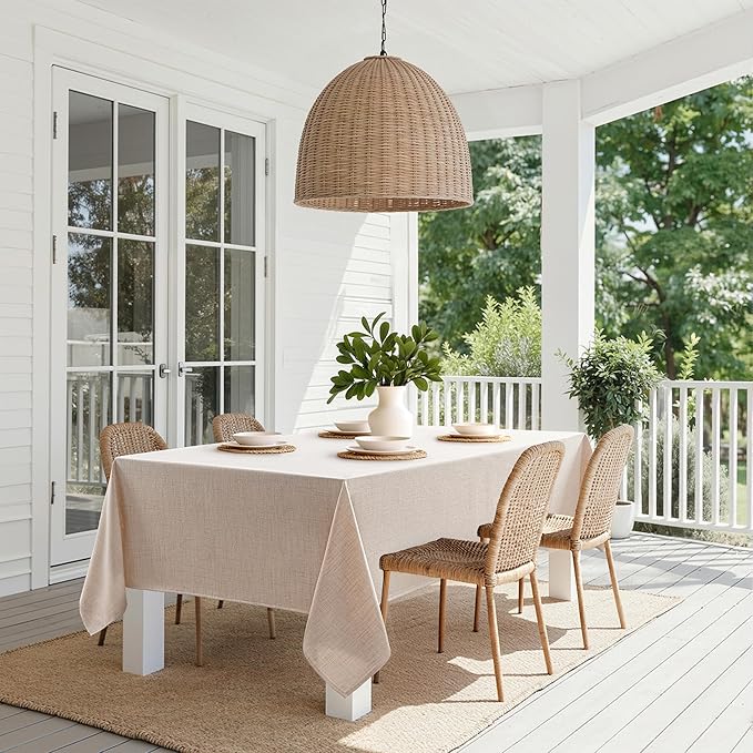 MIULEE Natural Linen Polyester Tablecloth 60x144 Inch Spring Rectangle Table Cloth Waterproof,Stain Resistant & Wrinkle Resistant for Dining Party Wedding
