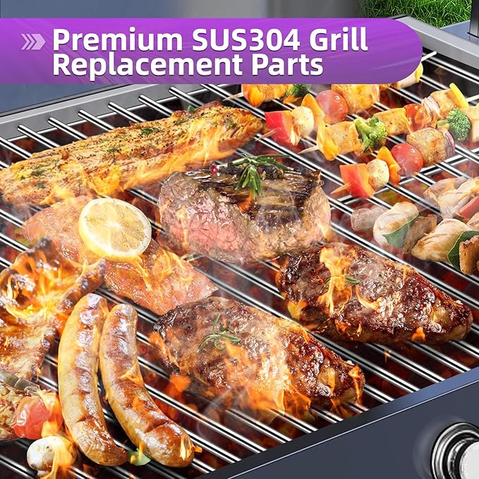 Stainless Steel 66095 Grill Grates for Weber Genesis 2 Grill Parts 66032 Flavorizer Bars 66795 Heat Deflector for Weber Genesis ii E-310 E-315 E-325 S-335 GS4 Grill Parts Replacement 18 7/8"