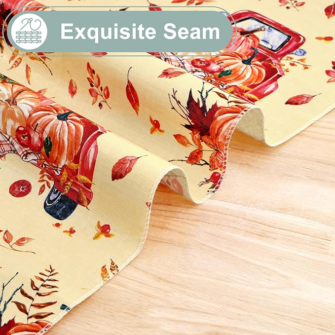 misaya Rectangle Waterproof Vinyl Table Cloth, Wipeable Tablecloth with Flannel Backing, Plastic Table Cover for Fall, Thanksgiving (Pumpkin Truck, 60" x 120")