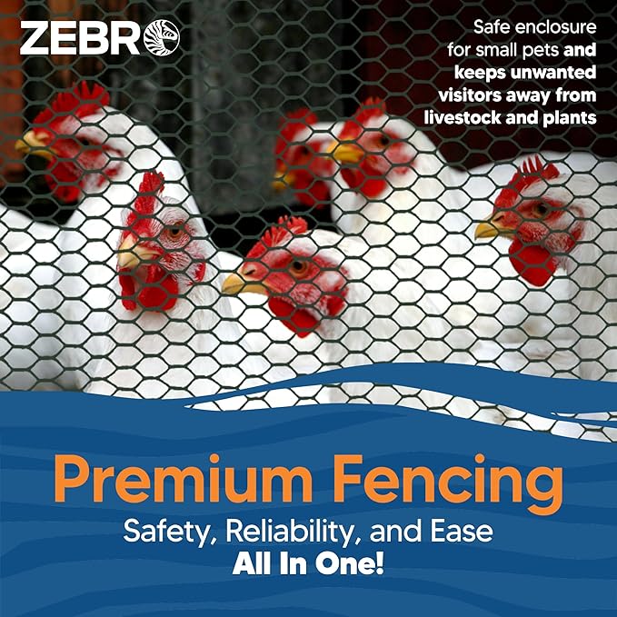 Zebro Plastic Chicken Wire Fence – Flexible Poultry Netting & Garden Fence for Large Chicken Coops, Farm Use, Pet Enclosures & Agriculture – Weatherproof & Rust-Free - 4' x 100' Green