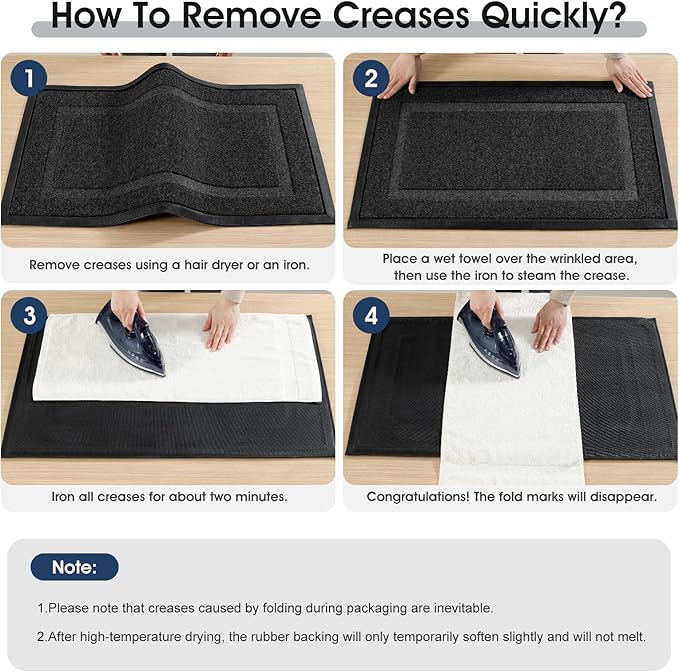 Extra Large Front Door Mat Outside Entrance Indoor Doormat, 60" x 34" Outdoor Mats for Patio Waterproof, Outdoor Door Mats for Outside Entry, Indoor Rugs for Entryway, Sturdy Natural Rubber, Black