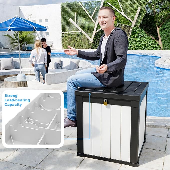 PatioZen 51 Gallon Resin Deck Box, Lockable Patio Outdoor Storage Box - Image 4