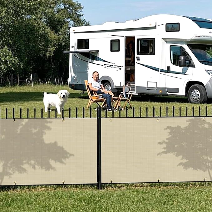 2.5' x 273' Balcony Privacy Screen Fence Cover with Zip Ties Grommets for Apartment Patio Porch Deck Backyard Outdoor (Beige)