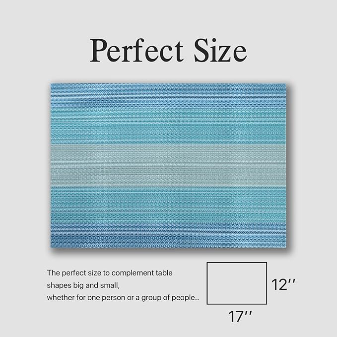 Placemats Set of 12 - Easy Clean Woven Vinyl Placemats for Dining Table, Indoor/Outdoor Place Mats, Washable PVC Table Mats(Ocean Geode)