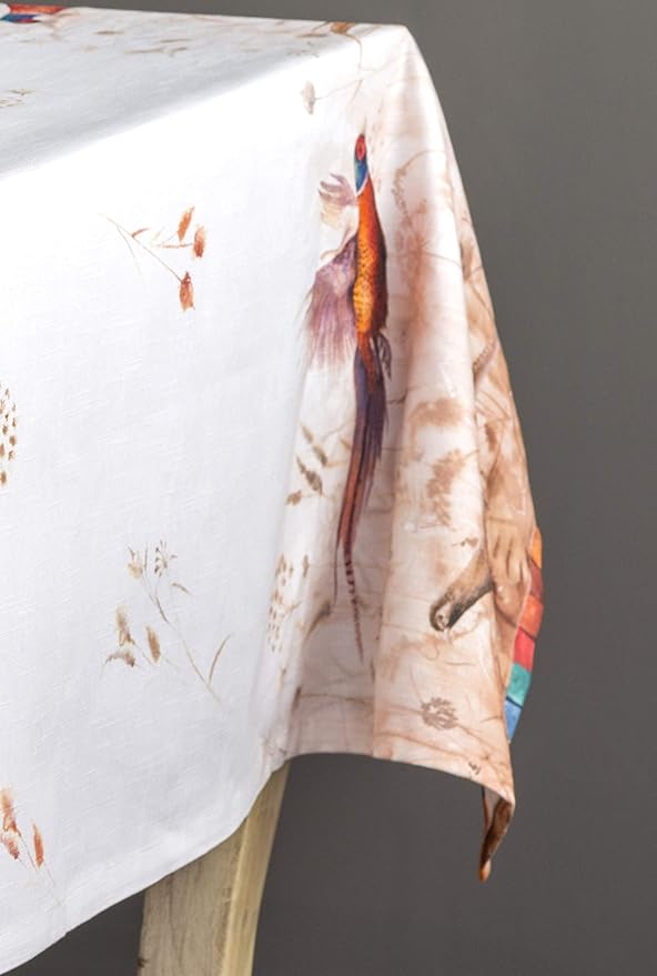 Maison d' Hermine Table Cloth Rectangle Table 100% Cotton 54 x 72 Inches Fall Tablecloth Reusable Everyday Use for Thanksgiving Christmas Decorations Dining Farmhouse Party (Faisan D'Automne)