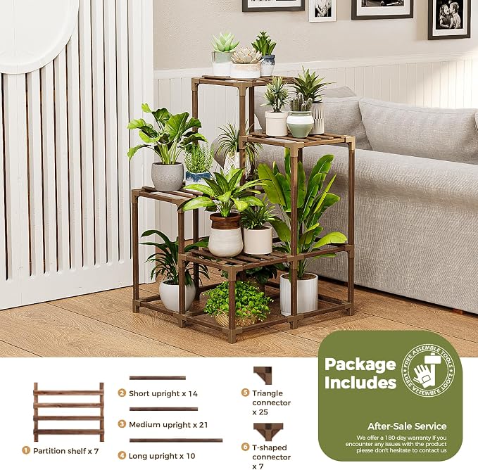 Bamworld Corner Plant Stand Indoor Outdoor Plant Shelf Small Plant Table | - Image 7