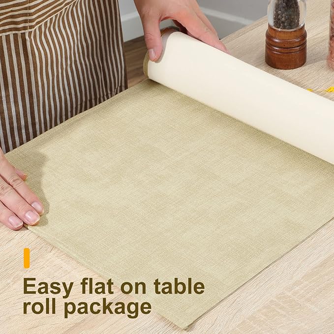 Waterproof Wipeable Table Runner, Thick Farmhouse Runner, Dresser Runner, Rustic Table Runner for Kitchen, Dining Room, Bedroom, Living Room, Indoor and Outdoor (36'', Beige)