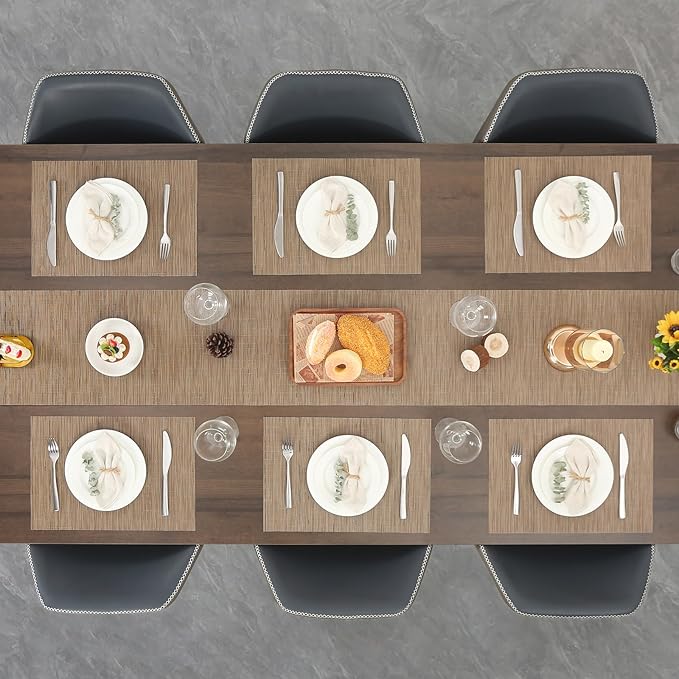 Myir JUN Table Runner, Vinyl Table Runner Indoor Arbitrarily Cropped Runner for Table Heatproof for Home Party (Light Brown, 12 x 94 inch)