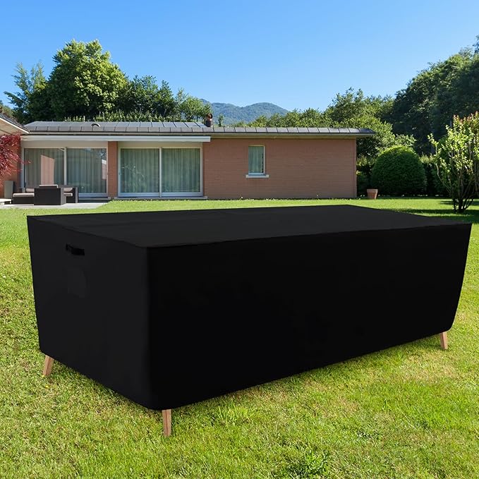 Tempera Patio Furniture Covers,Outdoor Table And Chair Covers Waterproof, Outdoor Dining Set Cover,Heavy Duty Rectangle Patio Furniture Cover,62''L x 42''W x 27.8''H,Black