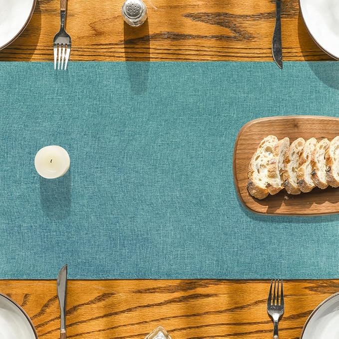 Artoid Mode Turquoise Aqua Table Runner, Seasonal Summer Washable Kitchen Dining Table Decoration for Home Party Decor 13x60 Inch