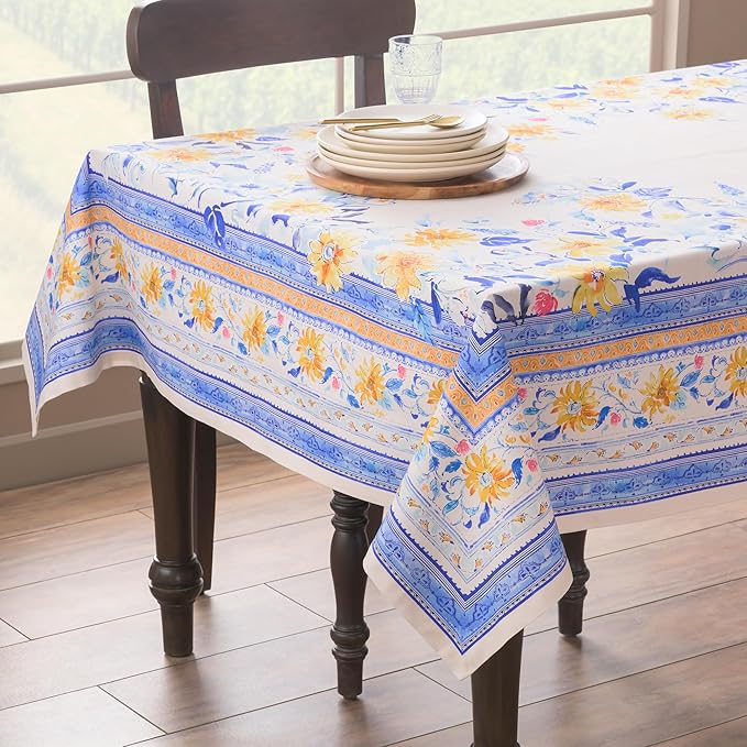 Maison d'Hermine Table Cloth Rectangle Table 100% Cotton Tablecloth for Dining Room, Farmhouse, Home, Hotel, Parties & Wedding - Ideal for Easter Decorations Spring & Summer (Girassol, 60" x 120")