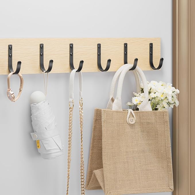 niffgaff 10-Pack Wall Outdoor Hooks for Hanging Coat - 30LB Screw in Metal Hanger Wall Mount, for Closet, Door, Bathrooms, Outside, for Towel, Backpack, Robe, Hat, Black