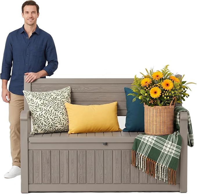Outdoor Bench, Waterproof Garden Storage Bench, 100 Gallon Deck Box | Lockable - Image 8