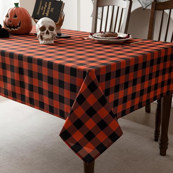 Classic Gingham Buffalo Tablecloth Fabric - Oblong 90x132 Inch Water Proof Checkered Table Cloth for Indoor Outdoor - Table Cover for Birthday, Picnics, BBQs, and Parties