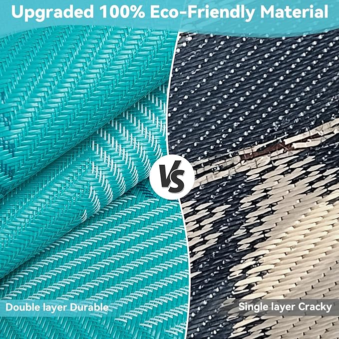 UKISS Outdoor Rug Carpet,Reversible Portable Plastic Straw Camping Rugs, 8' x 10' Waterproof Mat, Large Outdoor Area Rugs for Patio,RV, Picnic, Backyard, Deck, Balcony, Porch, Beach, Green