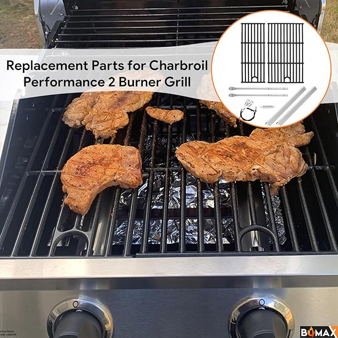 BQMAX 17 Inch Grill Parts Kit for Charbroil Performance 2 Burner 463660421 463655621 463630422 463630021 G426-0005-W1 G325-0002-W1, Cooking Grill Kit Replacement Parts for Charbroil Grill 2 Burner