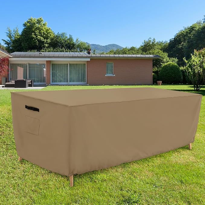 Tempera Retangle Patio Furniture Cover,Outdoor Table Covers Waterproof, Outdoor Dining Set Cover,Heavy Duty Deck Patio Furniture Covers,108''L x 82''W x 27.8''H,Space Grey