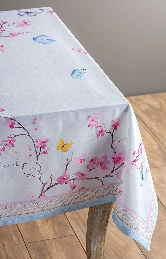 Maison d' Hermine Table Cloth Rectangle Table 100% Cotton 54 x 72 Inches Tablecloth Reusable Decorative for Dining Room, Farmhouse, Home, Party, Festive & Wedding Spring Summer - Blossoms in Spring