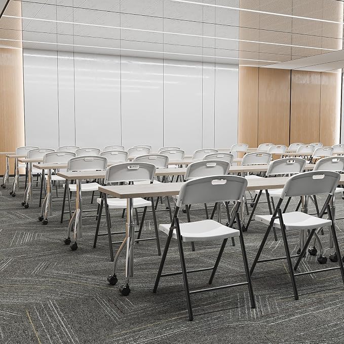 Bonnlo 8-Pack White Plastic Folding Chairs, Portable Seat - Image 9