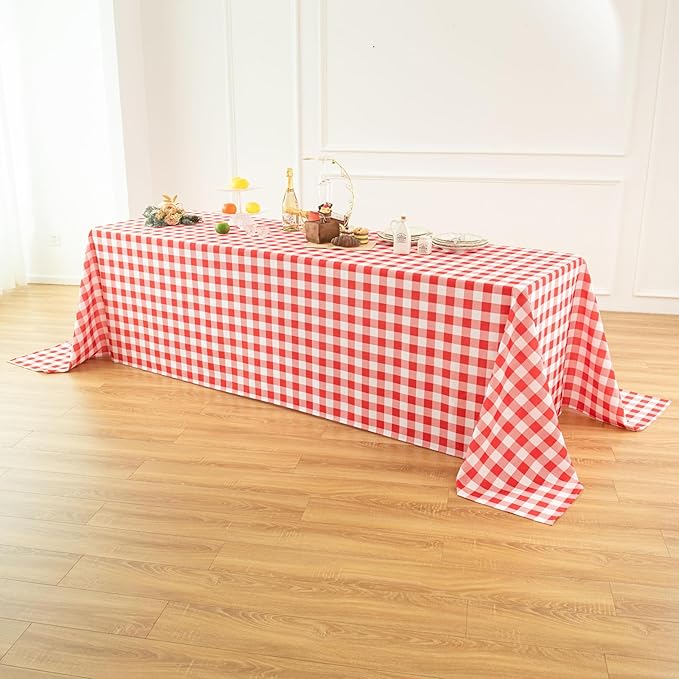 Classic Gingham Buffalo Tablecloth Fabric - Oblong 90x156 Inch Water Proof Checkered Table Cloth for Indoor Outdoor - Table Cover for Birthday, Picnics, BBQs, and Parties