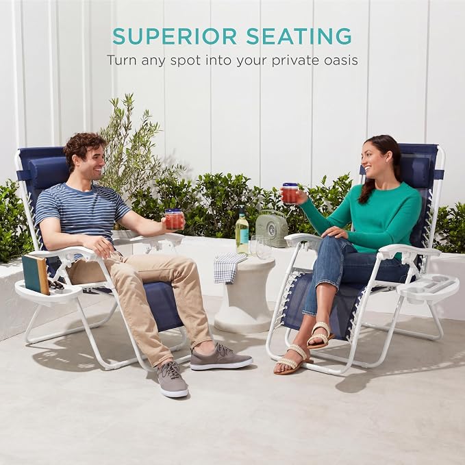 Best Choice Products Set of 2 Adjustable Steel Mesh Zero Gravity Lounge Chair - Image 8
