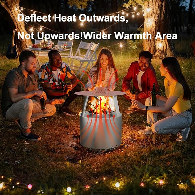 Heat Deflector for Solo Stove Bonfire 19.5",304 Stainless Steel Heat Diffuser with Handle&Legs,Heat Radiation for Wider Warmth Area,Compatible with Bonfire 19.5"Outdoor Fire Pits,for Camping,Backyard