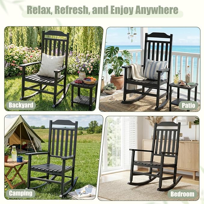 Outdoor Rocking Chair, All Weather Rocking Chair Ergonomic | Sturdy & - Image 7