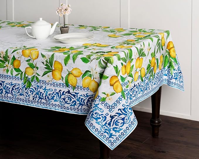 Maison d' Hermine Table Cloth Rectangle Table 100% Cotton 70 x 140 Inches Tablecloth Reusable Decorative Everyday Use for Dining Room, Farmhouse, Home, Party, Festive & Wedding Spring Summer - Cedrat