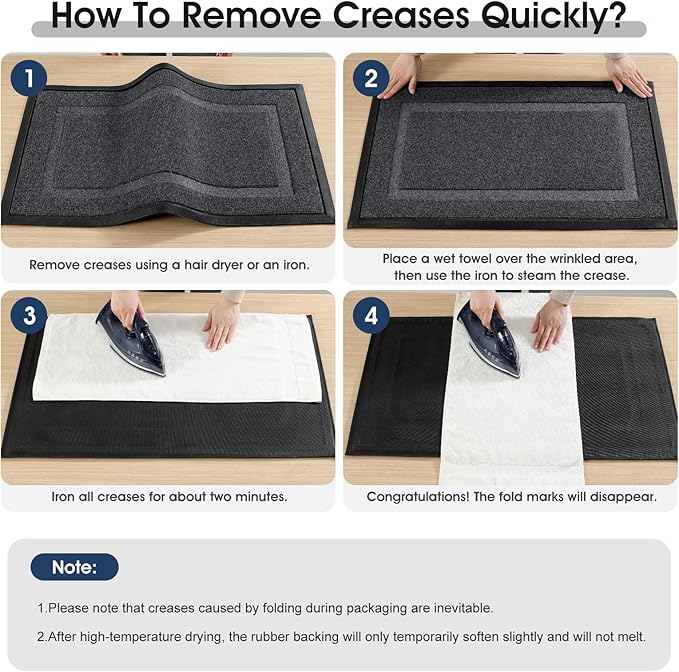 Extra Large Front Door Mat Outside Entrance Indoor Doormat, 71" x 24" Outdoor Mats For Patio Waterproof, Outdoor Door Mats For Outside Entry, Indoor Rugs for Entryway, Sturdy Natural Rubber, Drak Gray